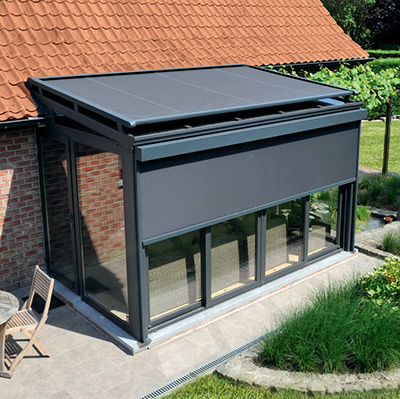Pergola aluminium à toit vitré, toit de terrasse sur-mesure